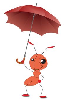 Ant hols an umbrella for safety and security reasons