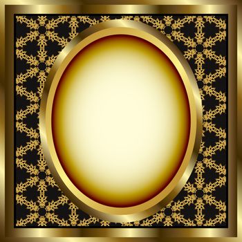 Floral gold frame with geometrical patterned background