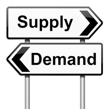 Illustration depicting a roadsign with a supply or demand concept.White background.