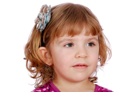Beauty little girl with flower hair stick studio shot