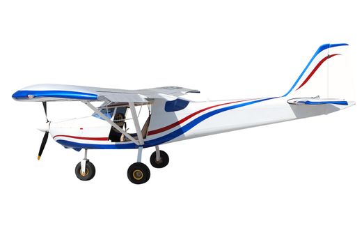 Small light airplane isolated on white