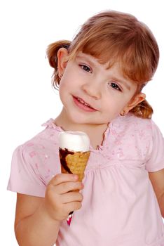 Little girl with ice cream studio shot