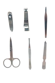 Manicure tool set isolated on white with clipping path