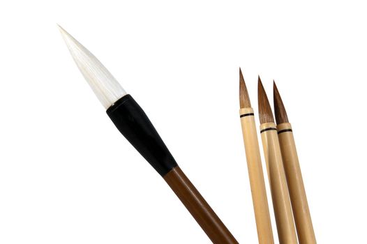 Chinese brushes isolated on white with clipping path