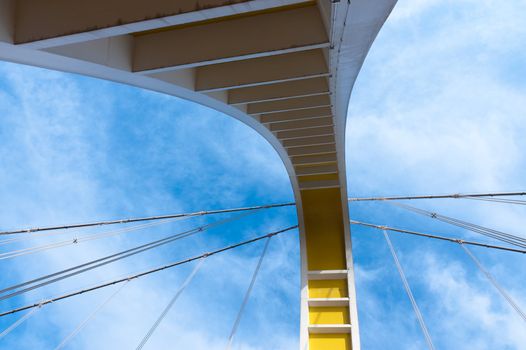 Bottom view of modern bridge arch detail