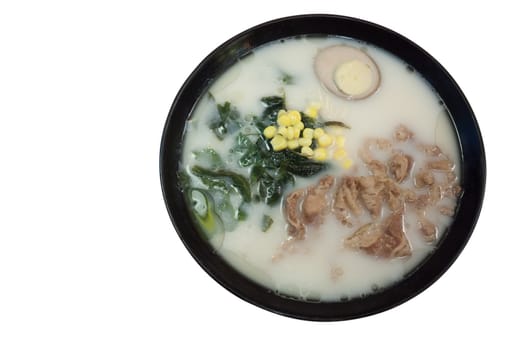 Japanese beef noodles isolated on white background