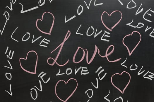 Chalkboard drawing - Group of Love words