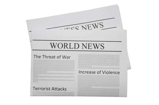 World news newspaper isolated on white