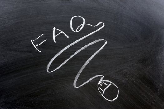 FAQ word and mouse drawn on chalkboard
