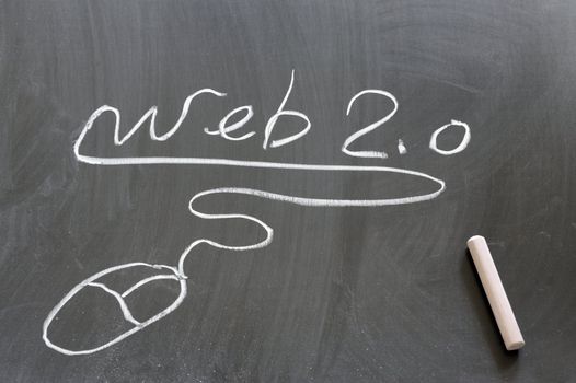 Web 2.0 and mouse drawn  on the chalkboard