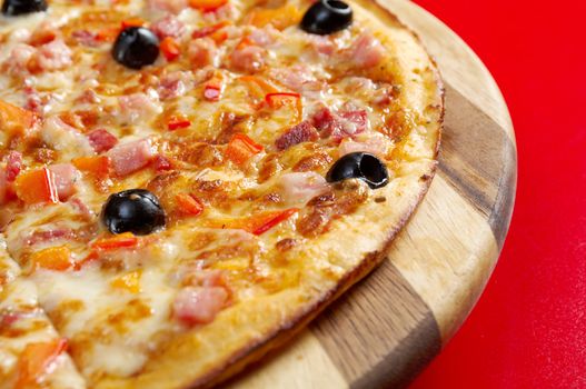 Pizza ham . italian kitchen. Studio
