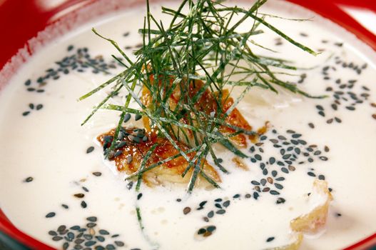 soup cream eel.chinese traditional seafood  soup