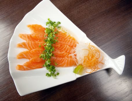 Salmon seshimi . traditional japanese food