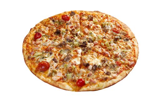 Pizza east with tomato. italian kitchen. Studio