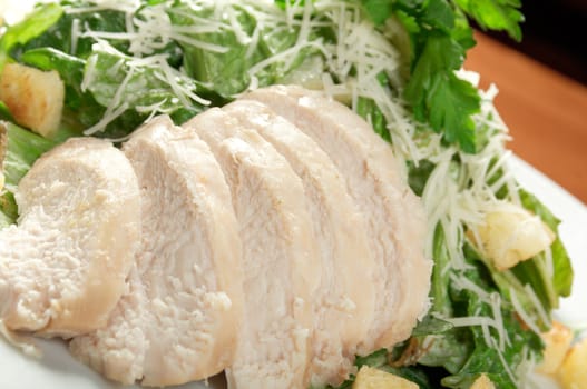 Italian cuisine.healthy salad  chicken.closeup