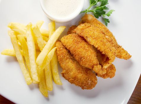 Fries  and Chicken Nuggets.closeup
