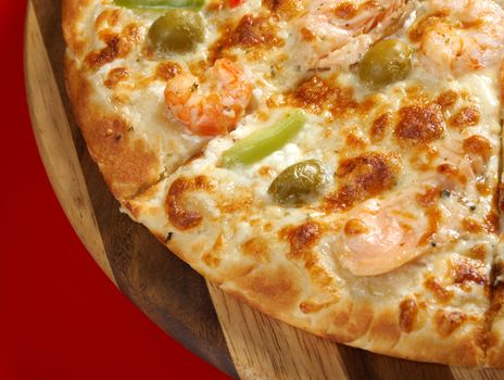 Pizzawith salmon. italian kitchen. Studio