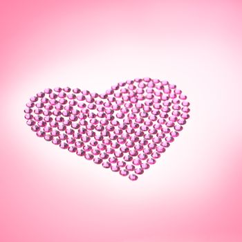 Rhinestones in form of a heart, in pink color
