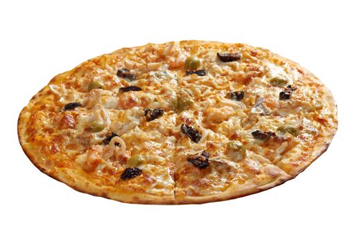 Pizzawith seafood. italian kitchen. Studio