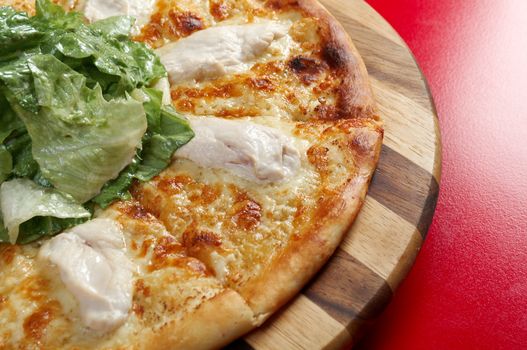 Pizwith meat chicken. italian kitchen. Studio