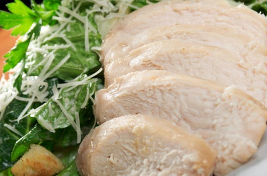 Italian cuisine.healthy salad  chicken.closeup