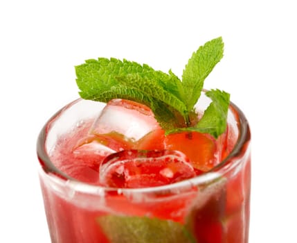  berry  cocktail  closeup isolated on white background.