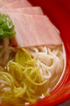 japanese ham noodles and mushroom