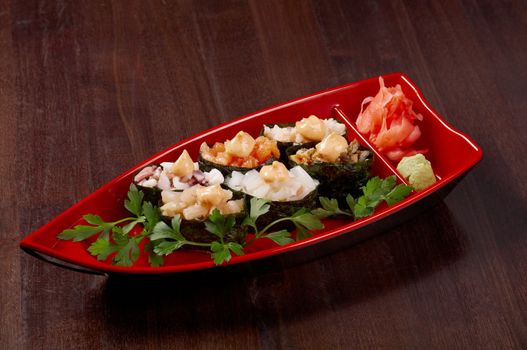 Tasty sushi in japanese restaraunt