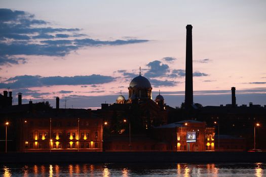 Saint Petersburg views the prison "crosses" at night