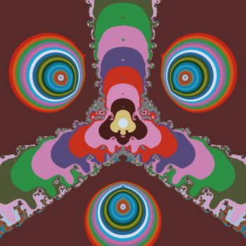 Bright and funky original fractal design, abstract art, psychedelic eyes 