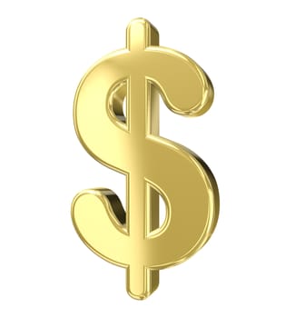 Golden Dollar Sign isolated on white background