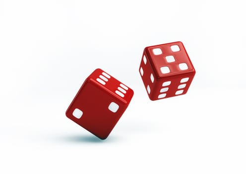 Red Dice 3D Illustration on white background