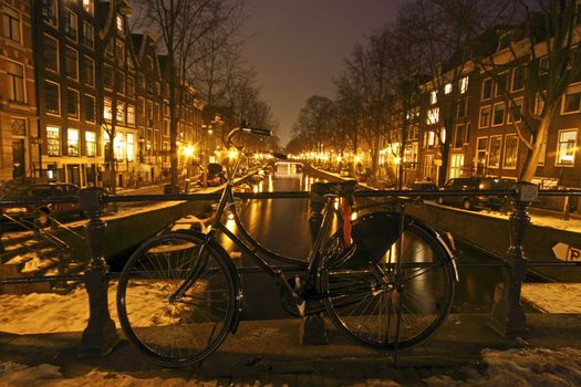 City scenic from Amsterdam in the Netherlands by night