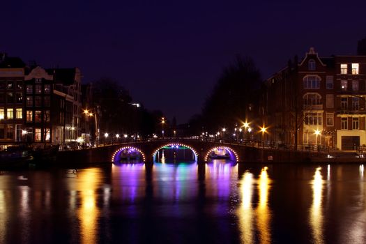 Cityscenic from Amsterdam in the Netherlands by night