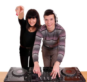 dj and beautiful girl dance music