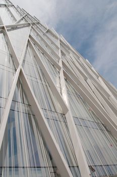 White modern building contruction over blue sky