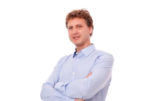 smiling successful man in casual business outfit isolated on white background