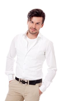 smiling successful man in casual business outfit isolated on white background