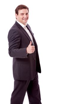 adult smiling business man with black suit isolated on white background