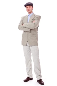 adult successful smiling man in casual business outfit isolated on white background