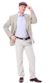 adult successful smiling man in casual business outfit isolated on white background