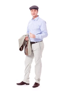 adult successful smiling man in casual business outfit isolated on white background