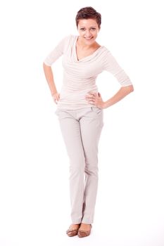 attractive young successful woman isolated on white background