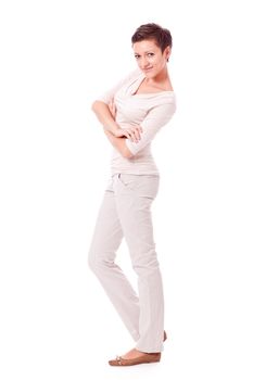 attractive young successful woman isolated on white background