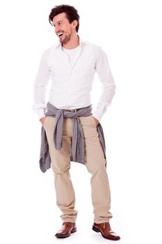 successful yound adult man casual business outfit isolated on white background
