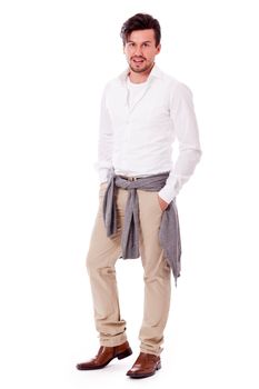 successful yound adult man casual business outfit isolated on white background