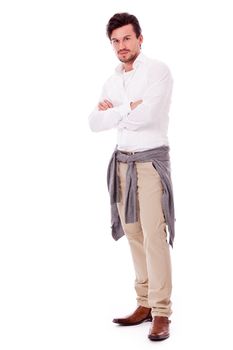 successful yound adult man casual business outfit isolated on white background