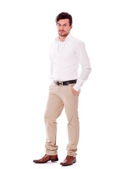 successful yound adult man casual business outfit isolated on white background