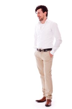 successful yound adult man casual business outfit isolated on white background