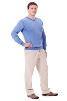 adult caucasian man in casual outfit isolated on white background